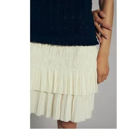 Anthropologie/Current Air LA Knitted Navy Dress with Ivory Contrast Skirt SZ M - Picture 5 of 6
